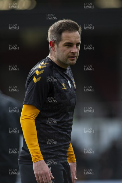 190222 - Newport County v Mansfield Town - Sky Bet League 2 - Matthew Dolan of Newport County during the warm up