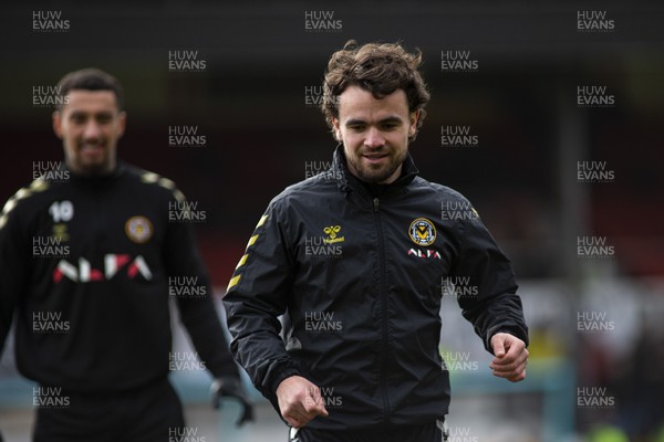 190222 - Newport County v Mansfield Town - Sky Bet League 2 - Dom Telford of Newport County during the warm up