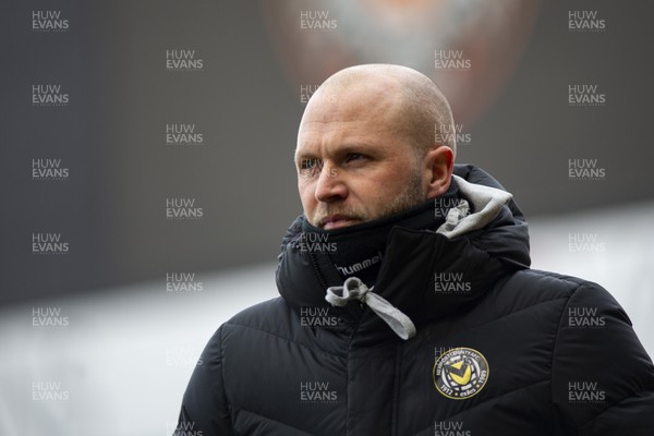 190222 - Newport County v Mansfield Town - Sky Bet League 2 - Newport County manager James Rowberry ahead of kick off