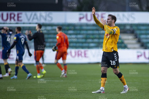 190222 - Newport County v Mansfield Town - Sky Bet League 2 - Mickey Demetriou of Newport County at full time