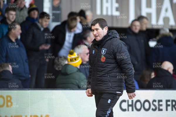 190222 - Newport County v Mansfield Town - Sky Bet League 2 - Mansfield Town manager Nigel Clough during half time