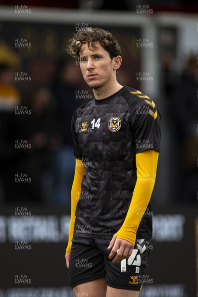 190222 - Newport County v Mansfield Town - Sky Bet League 2 - Aaron Lewis of Newport County during the warm up
