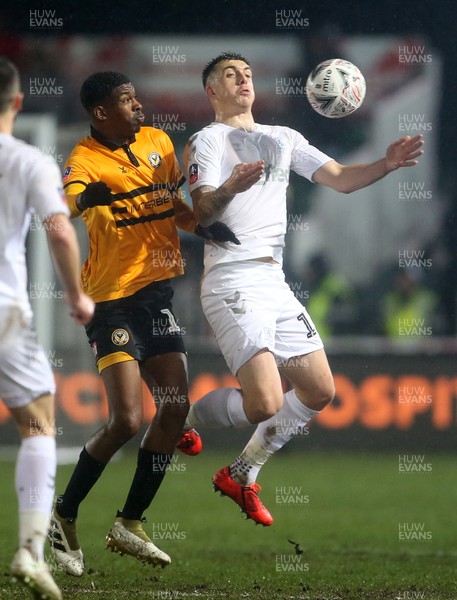 050219 - Newport County v Middlesbrough - FA Cup Fourth Round Replay - Tyreeq Bakinson of Newport County and Jordan Hugill of Middlesbrough