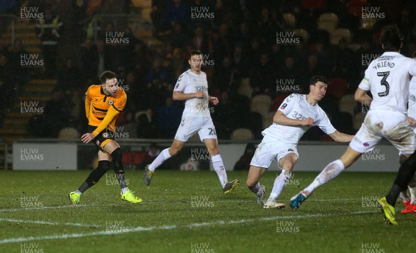 050219 - Newport County v Middlesbrough - FA Cup Fourth Round Replay - Robbie Willmott of Newport County scores a goal