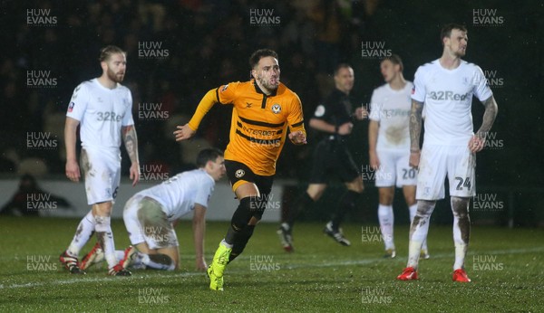 050219 - Newport County v Middlesbrough - FA Cup Fourth Round Replay - Robbie Willmott of Newport County celebrates scoring a goal