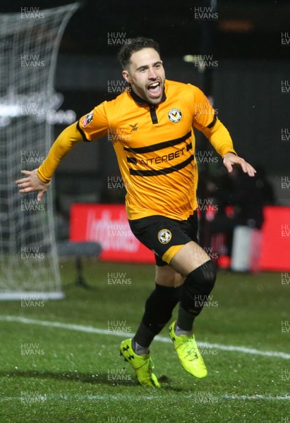 050219 - Newport County v Middlesbrough - FA Cup Fourth Round Replay - Robbie Willmott of Newport County celebrates scoring a goal