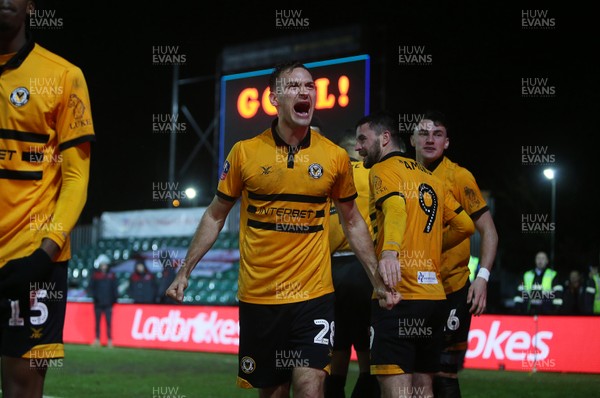 050219 - Newport County v Middlesbrough - FA Cup Fourth Round Replay - Mickey Demetriou of Newport County celebrates