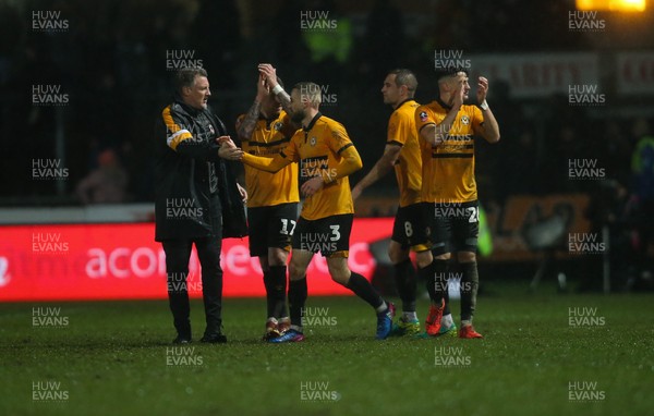 050219 - Newport County v Middlesbrough, FA Cup Round 4 Replay - Newport County players celebrate at the end of the match