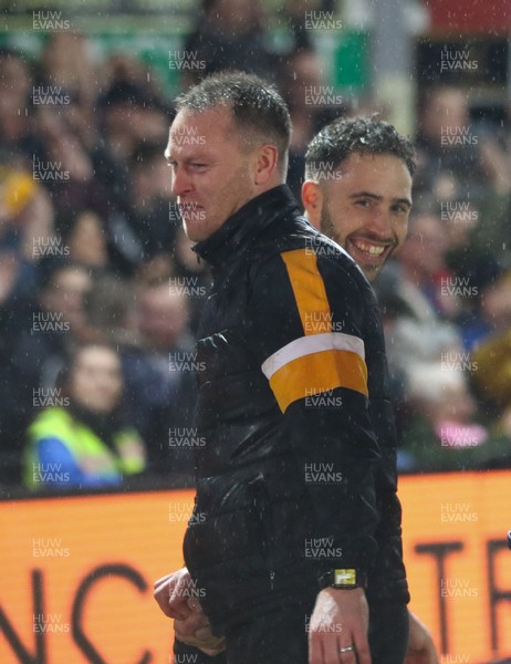 050219 - Newport County v Middlesbrough, FA Cup Round 4 Replay - Newport County manager Michael Flynn celebrates at the end of the match