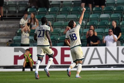 120825 - Newport County v Millwall - Carabao Cup Round 1 - Ryan Leonard of Millwall celebrates scoring the first goal of the match