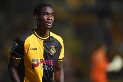 120825 - Newport County v Millwall - Carabao Cup Round 1 - Habeeb Ogunneye of Newport County
