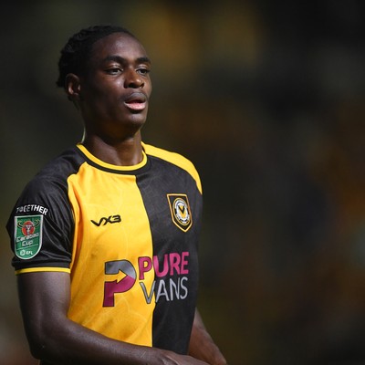 120825 - Newport County v Millwall - Carabao Cup Round 1 - Habeeb Ogunneye of Newport County
