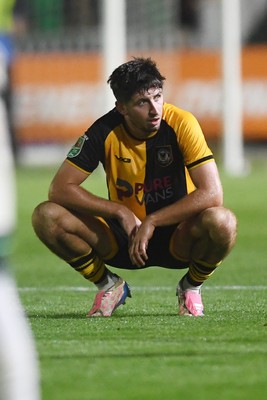 120825 - Newport County v Millwall - Carabao Cup Round 1 - Dejected Anthony Glennon of Newport County at full time