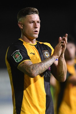 120825 - Newport County v Millwall - Carabao Cup Round 1 - James Clarke of Newport County applauding fans at full time