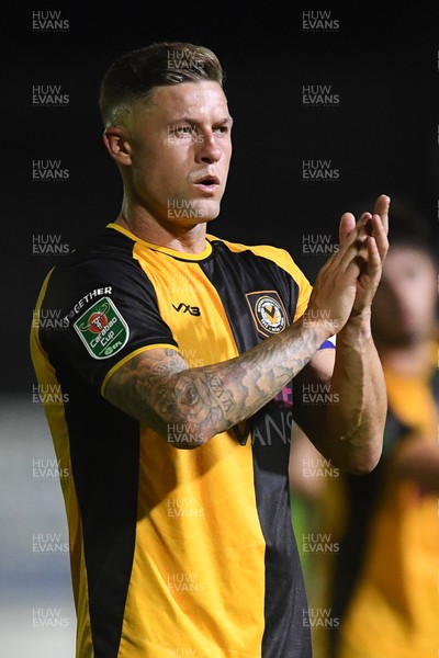 120825 - Newport County v Millwall - Carabao Cup Round 1 - James Clarke of Newport County applauding fans at full time