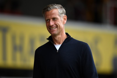 230825 - Newport County v Milton Keynes Dons - Sky Bet League 2 - Newport County Manager, David Hughes