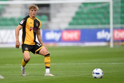 230825 - Newport County v Milton Keynes Dons - Sky Bet League 2 - Tom Davies of Newport County