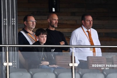 230825 - Newport County v Milton Keynes Dons - Sky Bet League 2 - ex Swansea Manager Luke Williams watching the game from the stands