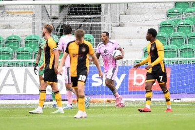 230825 - Newport County v Milton Keynes Dons - Sky Bet League 2 - Nathaniel Mendez-Laing of MK Dons scores his penalty from the spot to equalise the game on half time