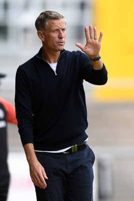 230825 - Newport County v Milton Keynes Dons - Sky Bet League 2 - Newport County Manager, David Hughes