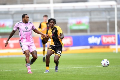 230825 - Newport County v Milton Keynes Dons - Sky Bet League 2 - Habeeb Ogunneye of Newport County