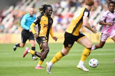 230825 - Newport County v Milton Keynes Dons - Sky Bet League 2 - Michael Reindorf of Newport County