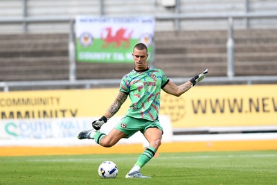 230825 - Newport County v Milton Keynes Dons - Sky Bet League 2 - Nik Tzanev of Newport County