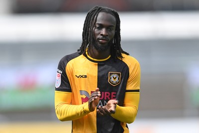 230825 - Newport County v Milton Keynes Dons - Sky Bet League 2 - Dejected Cameron Antwi of Newport County