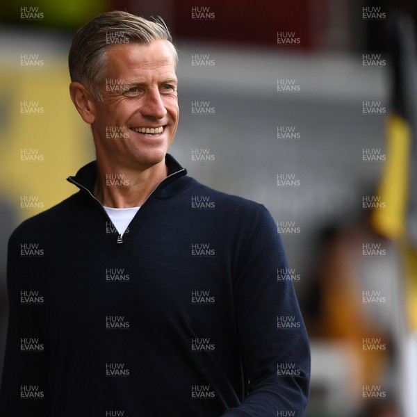 230825 - Newport County v Milton Keynes Dons - Sky Bet League 2 - Newport County Manager, David Hughes