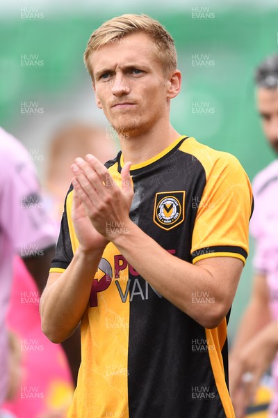 230825 - Newport County v Milton Keynes Dons - Sky Bet League 2 - Matt Smith of Newport County applauding fans