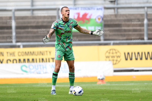230825 - Newport County v Milton Keynes Dons - Sky Bet League 2 - Nik Tzanev of Newport County