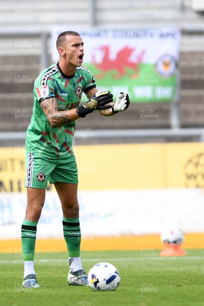 230825 - Newport County v Milton Keynes Dons - Sky Bet League 2 - Nik Tzanev of Newport County