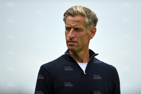 230825 - Newport County v Milton Keynes Dons - Sky Bet League 2 - Newport County Manager, David Hughes at full time