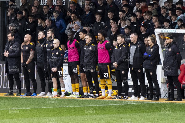 111123 - Newport County v MK Dons - Sky Bet League 2 - Newport County bench during The Last Post