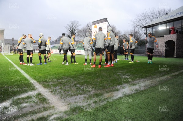 151218 - Newport County v MK Dons - Sky Bet League 2 -  The referee has postponed the game due to a water logged pitch at Rodney Parade 