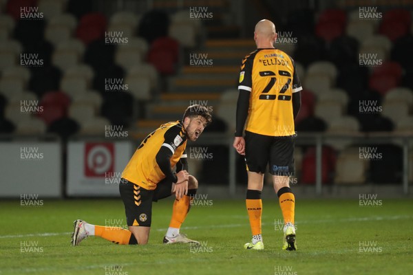 051220 - Newport County v Morecambe - Sky Bet League 2 - Jamie Proctor and Kevin Ellison of Newport County at the final whistle