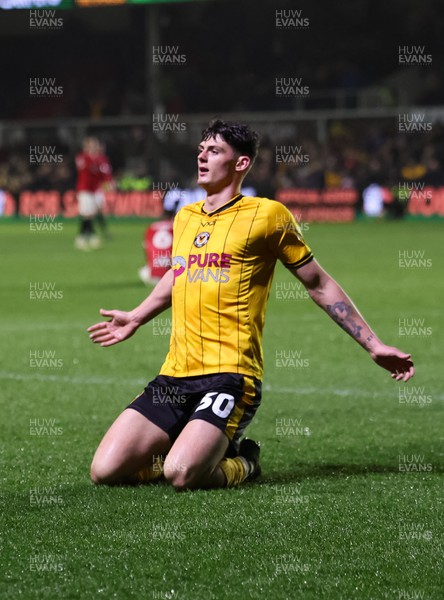 120324 - Newport County v Morecambe, EFL Sky Bet League 2 - Seb Palmer-Houlden of Newport County celebrates after he scores the fifth goal