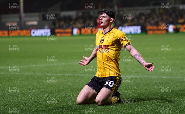 120324 - Newport County v Morecambe, EFL Sky Bet League 2 - Seb Palmer-Houlden of Newport County celebrates after he scores the fifth goal