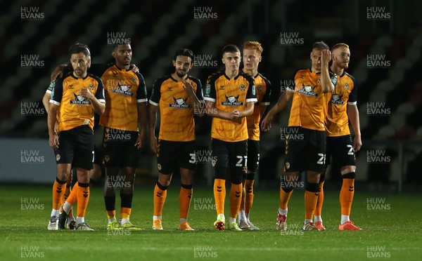 300920 - Newport County v Newcastle United - Carabao Cup - Dejected Newport after they are defeated on penalties