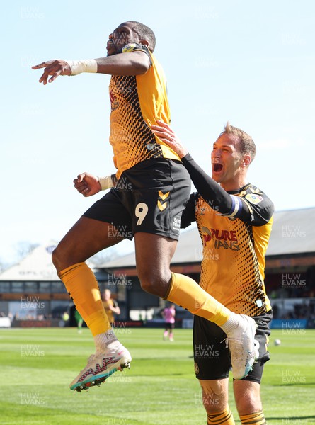 070423 - Newport County v Northampton Town, EFL Sky Bet League 2 - Omar Bogle of Newport County celebrates after he shoots to score the opening goal