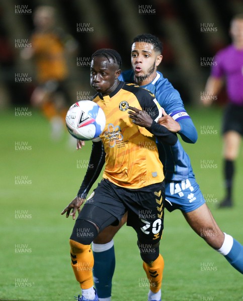 061020 - Newport County v Norwich City U21,  EFL Trophy - Saikou Janneh of Newport County gets away from Andrew Omobamidele of Norwich City Under-21s