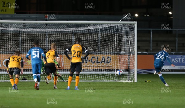 061020 - Newport County v Norwich City U21,  EFL Trophy - Josh Martin of Norwich City Under-21s scores from the penalty spot for the fifth goal