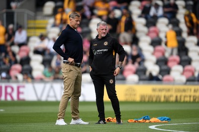 020825 - Newport County v Notts County - Sky Bet League 2 - Newport County Manager, David Hughes and Newport County Assistant Manager, Wayne Hatswell