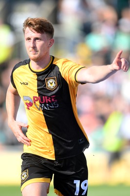 020825 - Newport County v Notts County - Sky Bet League 2 - Ged Garner of Newport County celebrates after he scores the first goal of the game