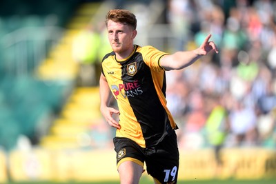 020825 - Newport County v Notts County - Sky Bet League 2 - Ged Garner of Newport County celebrates after he scores the first goal of the game