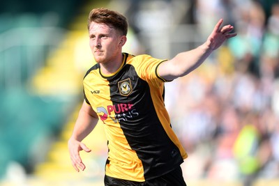 020825 - Newport County v Notts County - Sky Bet League 2 - Ged Garner of Newport County celebrates after he scores the first goal of the game