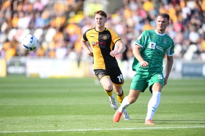 020825 - Newport County v Notts County - Sky Bet League 2 - Ged Garner of Newport County is challenged by Matthew Platt of Notts County
