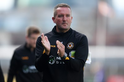 020825 - Newport County v Notts County - Sky Bet League 2 - Newport County Goalkeeper Coach, Lee Kendall applauding fans at full time
