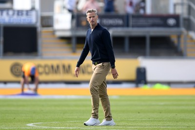 020825 - Newport County v Notts County - Sky Bet League 2 - Newport County Manager, David Hughes at full time