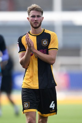 020825 - Newport County v Notts County - Sky Bet League 2 - Matthew Baker of Newport County applauding fans at full time